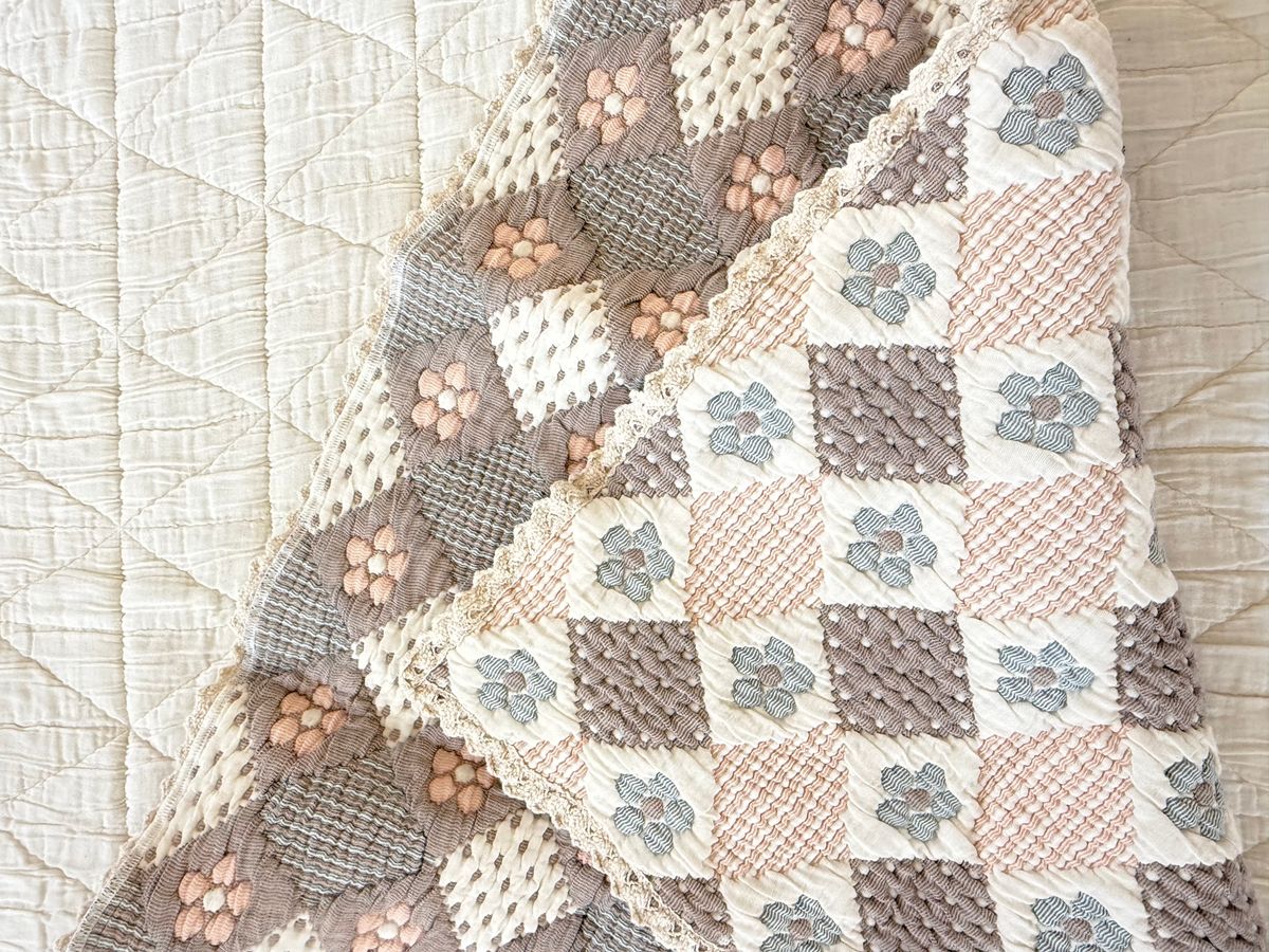 New Grain Prairie Baby Quilt - Blush & Chambray