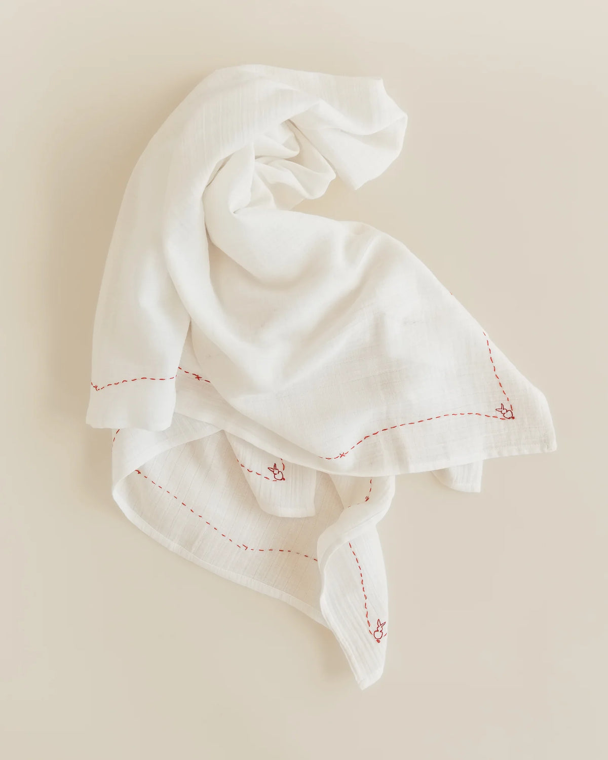 ferne baby Embroidered Swaddle - Folk Bunny