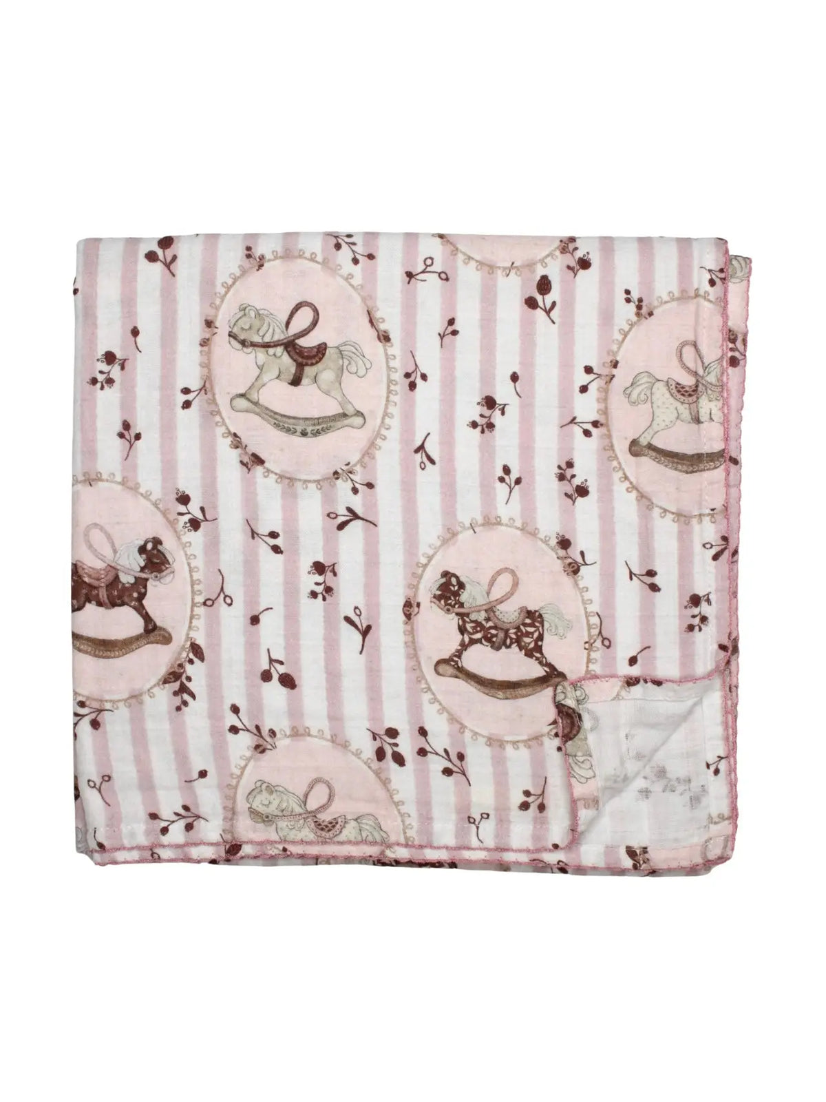 Little Threads Rose Rocking Horse Muslin Blanket
