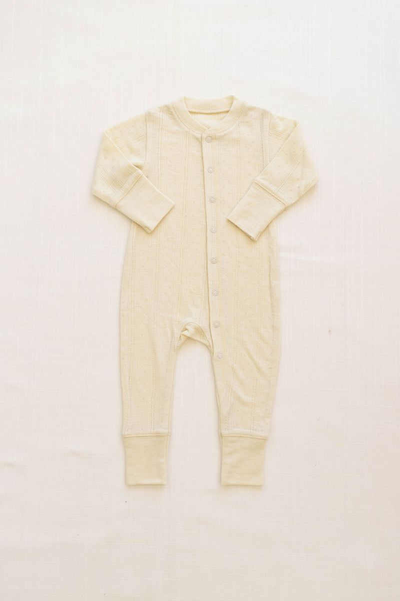 New Grain Wool Pointelle Long John
