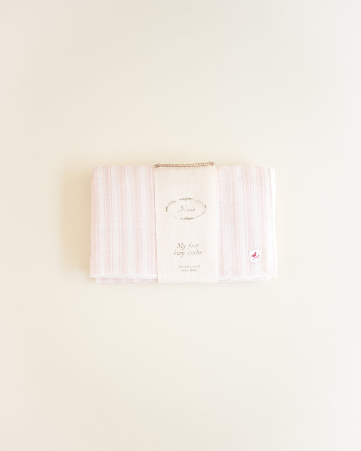 ferne baby Ticking Burp Cloth - Pink (set of two)