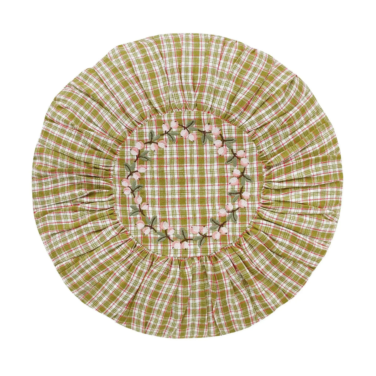 projektityyny Aada Gingham Round Cushion, Chartreuse