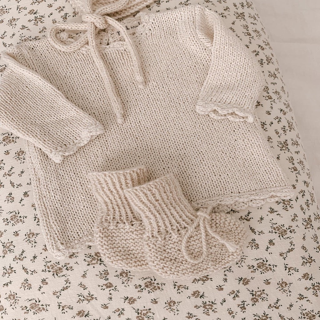 Blue Daisy Wares Heirloom Knit Alpaca Booties in Cream