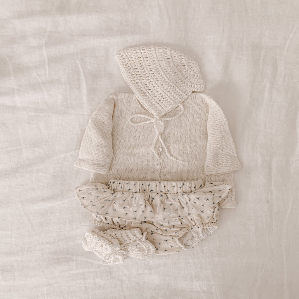 Gooseberry Fool Organic Cotton Knit Cardigan in Cream
