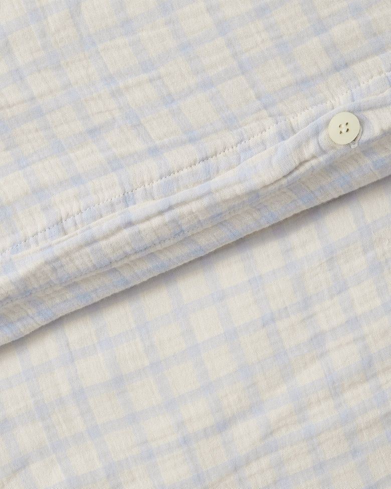 Garbo & Friends Gingham Sky Blue Muslin Single Duvet Cover