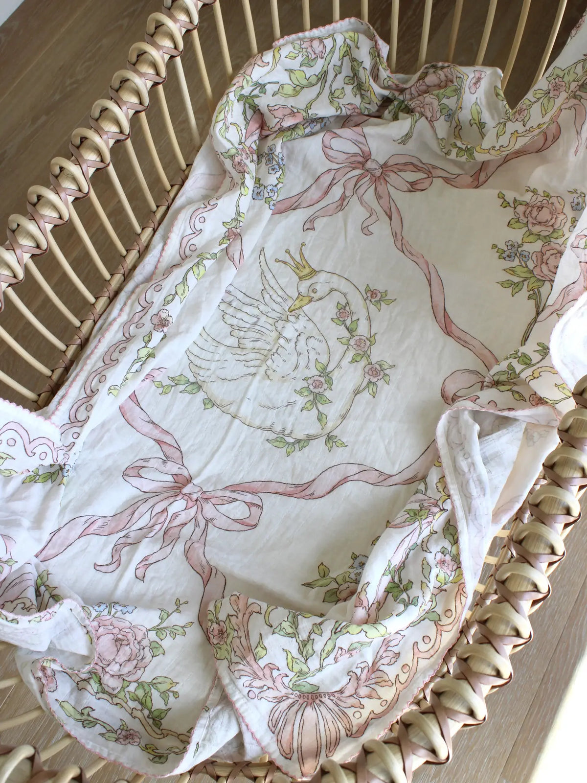 Little Threads Swan Garden Muslin Blanket