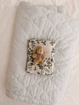 Quilted Blanket in Dusty Blue Stripe PRE ORDER