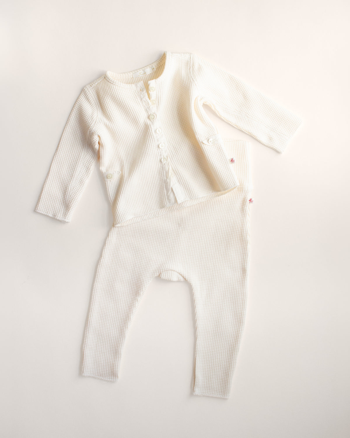 ferne baby Waffle Cardigan Set - Ecru