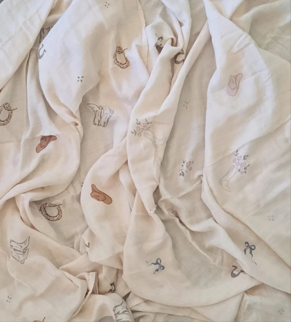 Ellie & Layne Cowgirl Bamboo Cotton Muslin Swaddle
