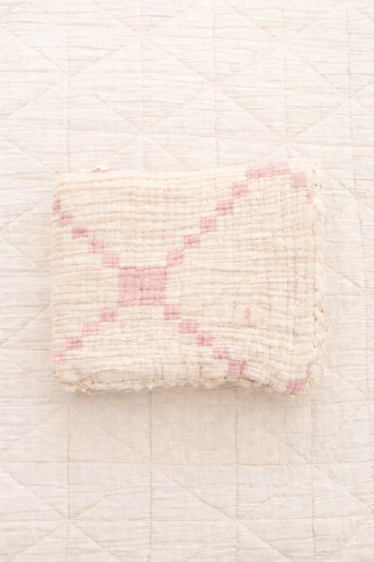 New Grain Layered Guaze Baby Blanket - Petal