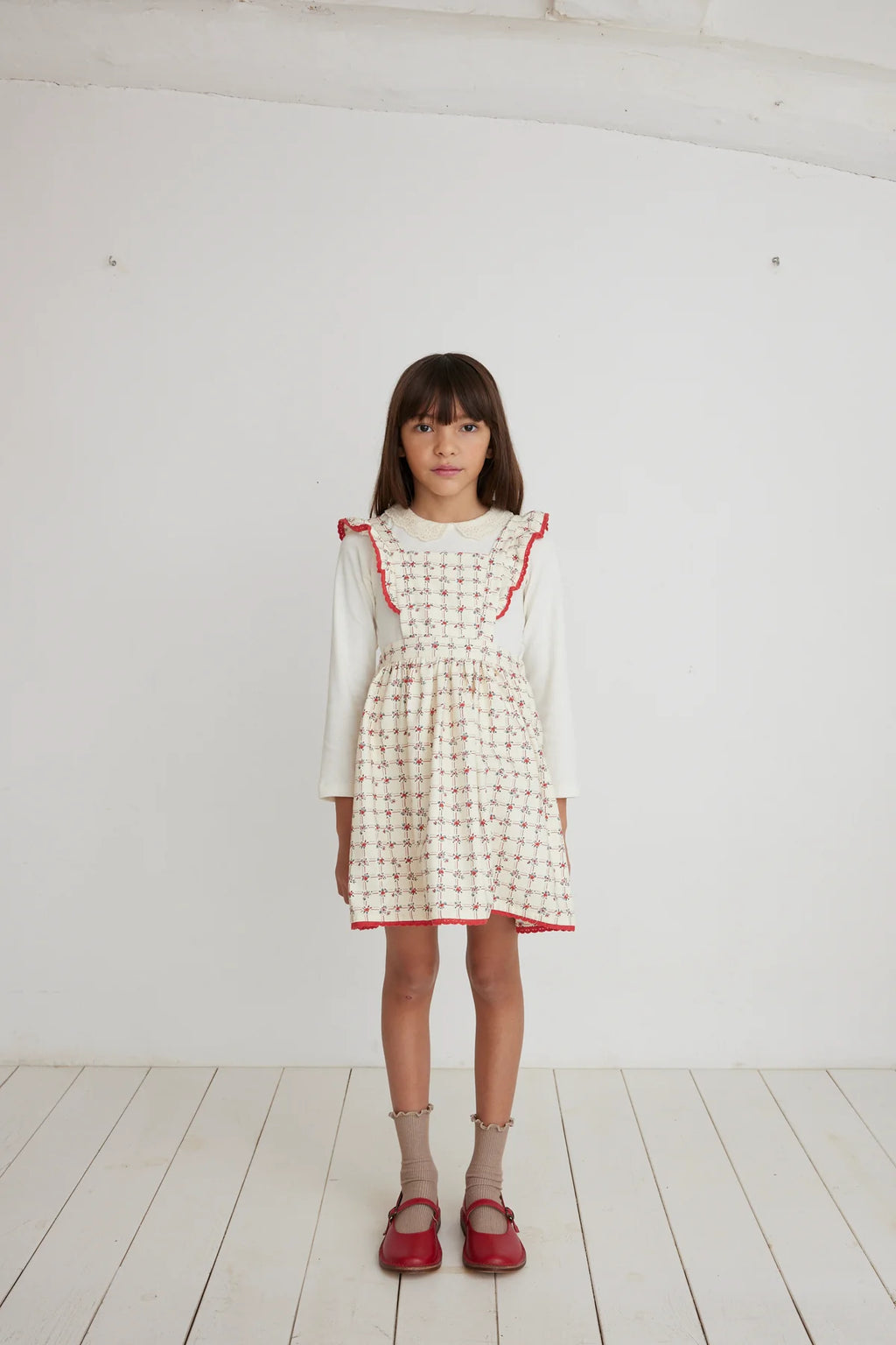 Bebe Organic Lissy Apron Dress - Geometric Roses