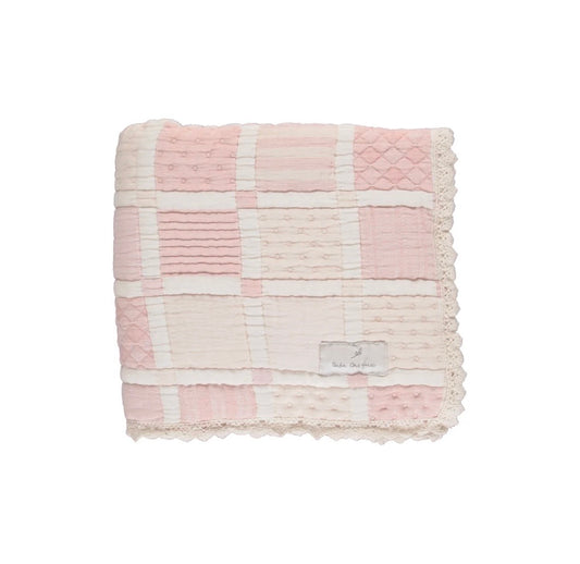 Bebe Organic Mai Dusty Rose Patchwork Baby Blanket