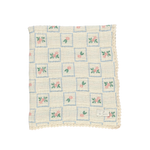 Bebe Organic Floral Waffle Blue Framed Baby Blanket