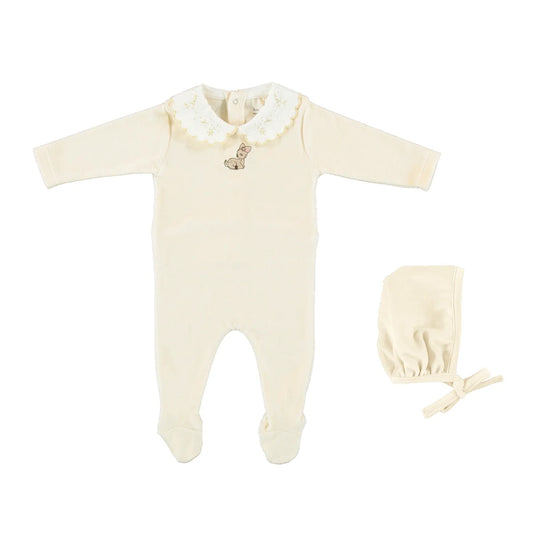 Bebe Organic Ines Collar Overall Velour Set Bamby