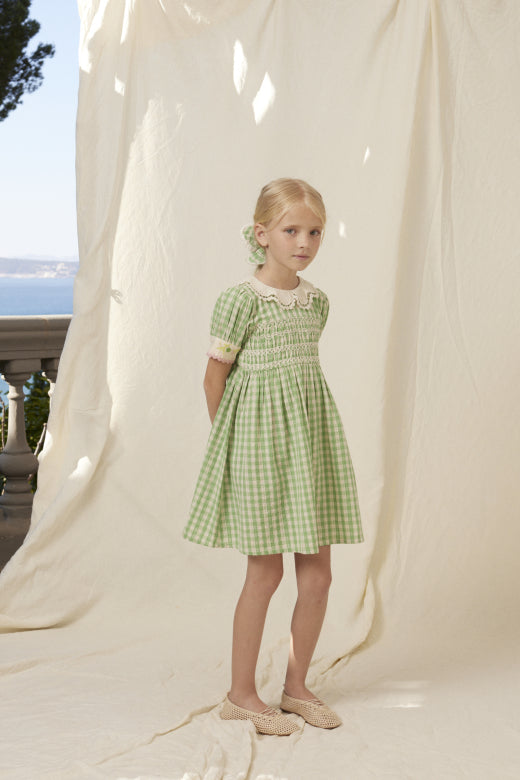 Bebe Organic Tilia Dress in Green Gingham