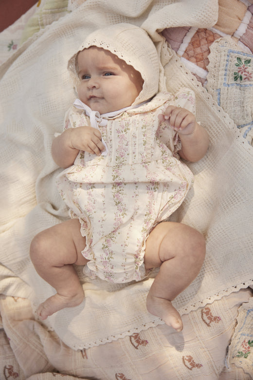 Bebe Organic Irene Romper in Floral Stripe
