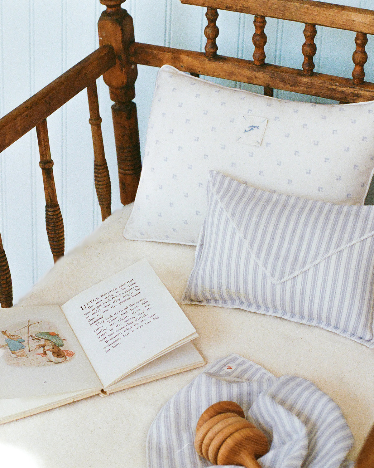 ferne baby Envelope Pillow - Blue Ticking