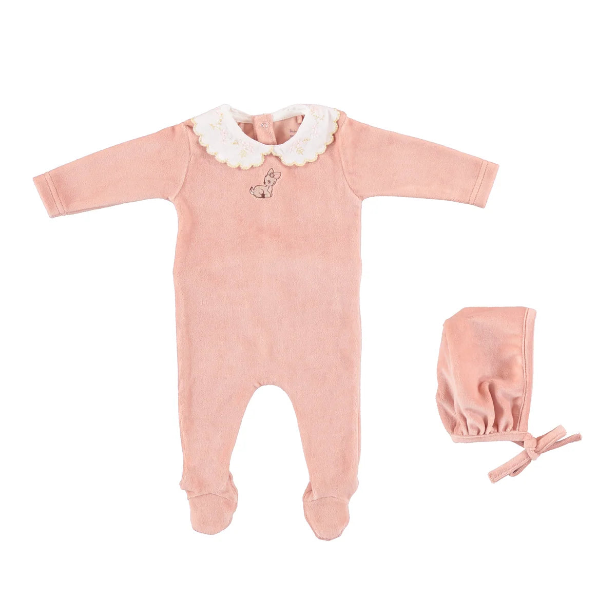 Bebe Organic Ines Collar Overall Velour Set Bamby