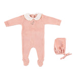 Bebe Organic Ines Collar Overall Velour Set Bamby