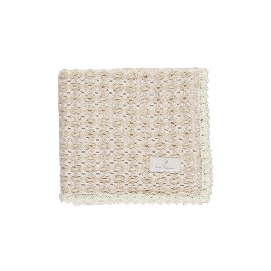 Bebe Organic Crochet Baby Blanket Taupe Retro