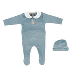 Bebe Organic Eden Collar Overall Velour Set Teddy