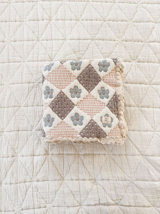 New Grain Prairie Baby Quilt - Blush & Chambray