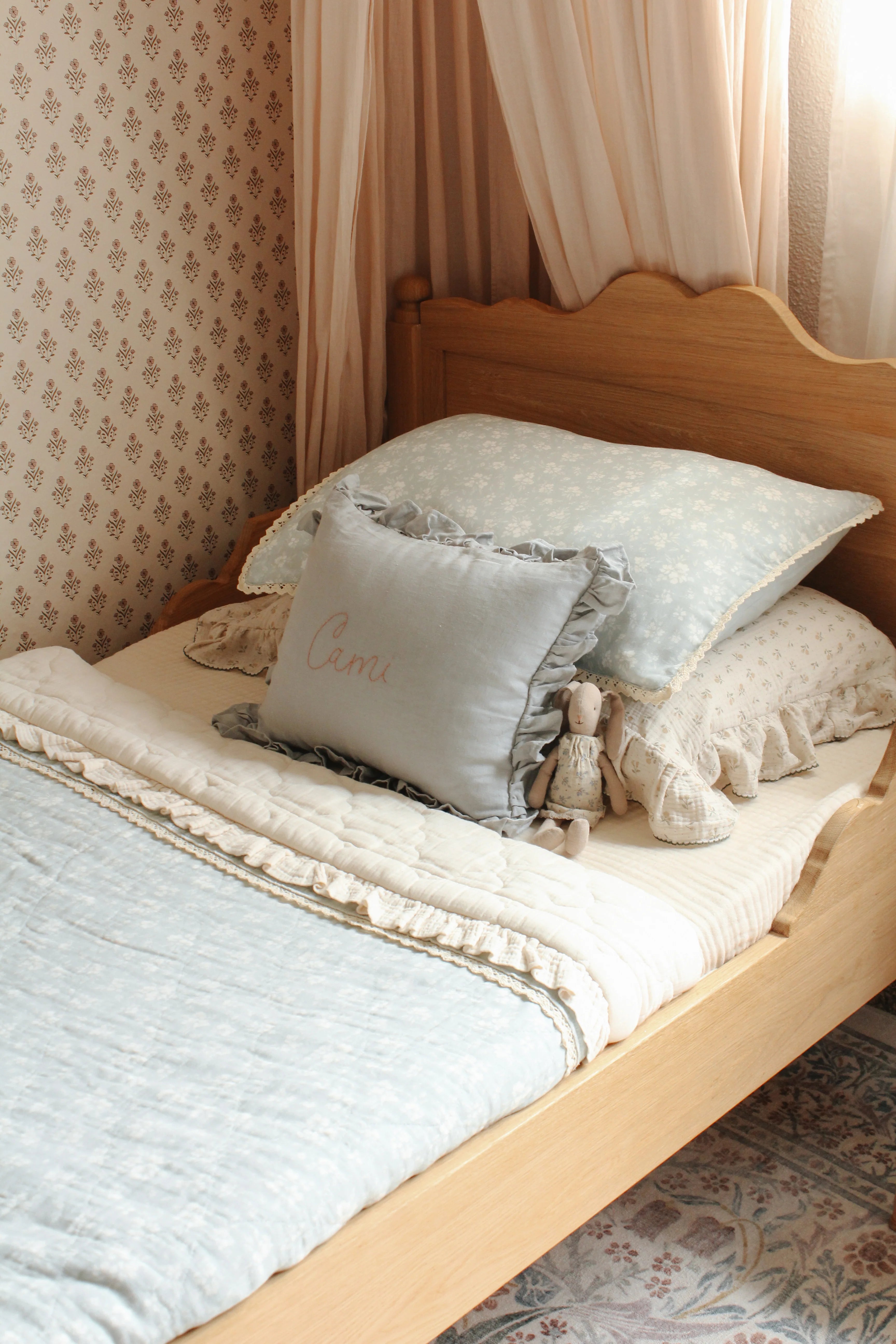 Ellie + Layne Pillowcase Sham - Daphne Icy Blue Floral