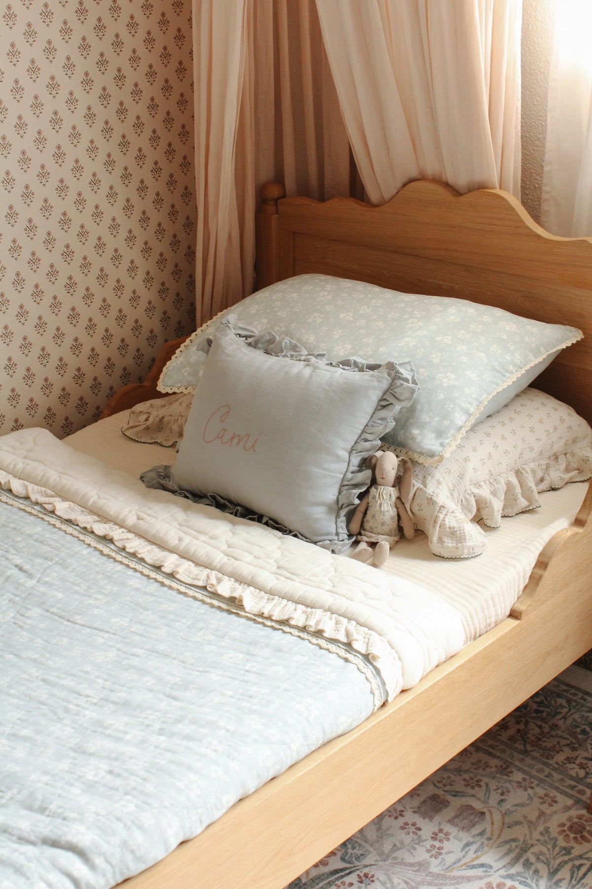 Ellie + Layne Pillowcase Sham - Daphne Icy Blue Floral