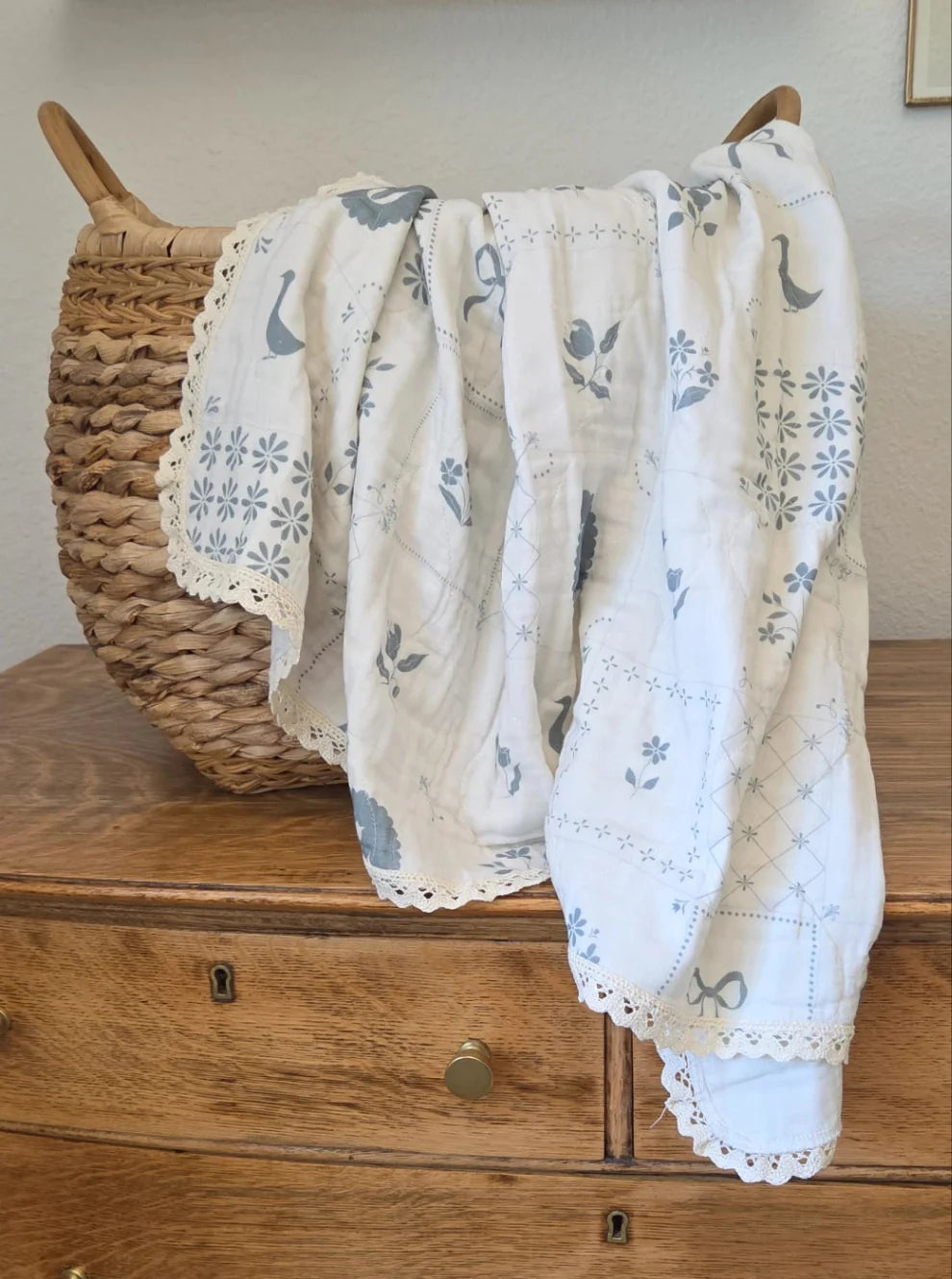 Ellie + Layne Delft Tile Quilted 6 Layer Gauze Blanket