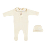 Bebe Organic Eden Collar Overall Velour Set Teddy