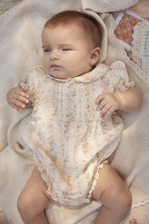 Bebe Organic Irene Romper in Floral Stripe