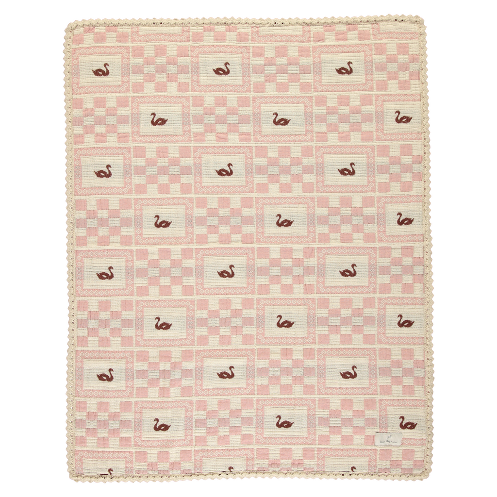 Bebe Organic Swan Rose Patchwork Twin Blanket