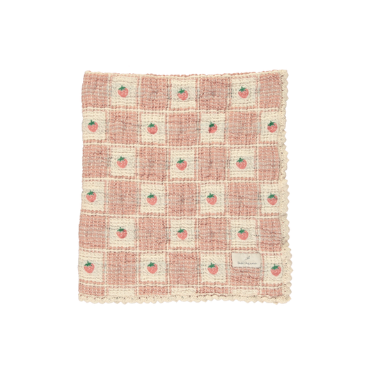 Bebe Organic Summer Strawberry Waffle Baby Blanket