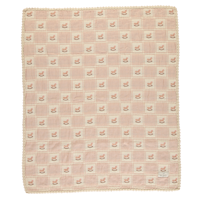 Bebe Organic Rocking Horse Mauve Baby Blanket