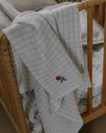 Garbo & Friends Gingham Sky Blue Muslin Swaddle Blanket