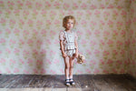 Little Cotton Clothes Dhalia Romper in Straw Check