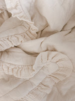 Quilted Blanket in Cream Muslin with Ruffles