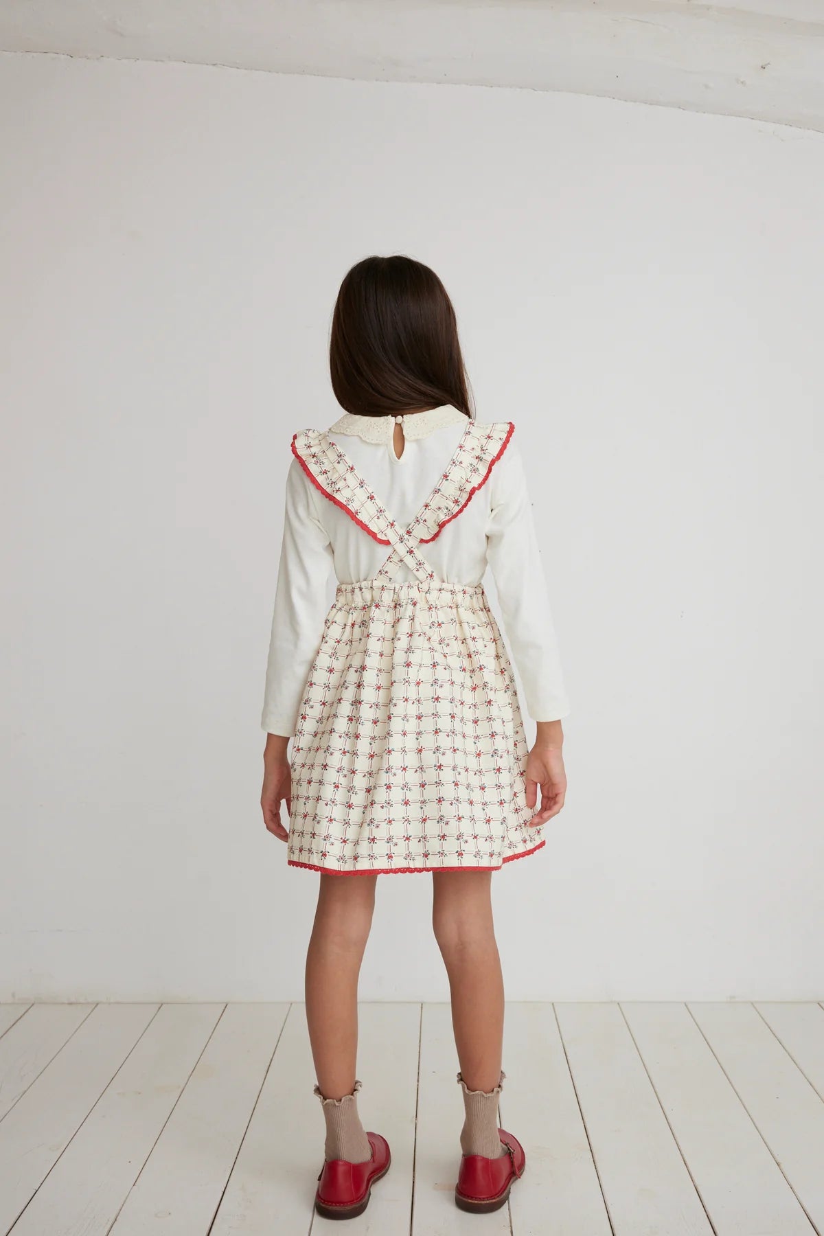 Bebe Organic Lissy Apron Dress - Geometric Roses