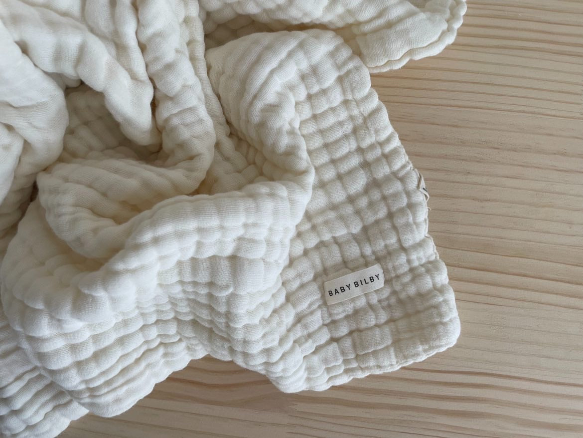 Organic Gauze Cotton COT Blanket in COCONUT CREAM