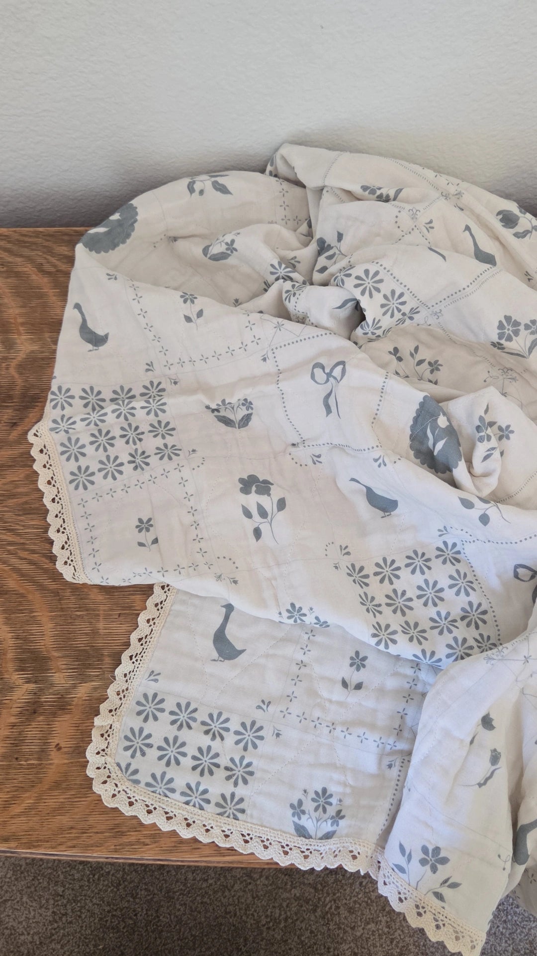 Ellie + Layne Delft Tile Quilted 6 Layer Gauze Blanket