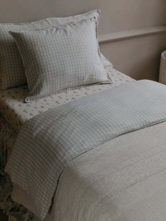 Garbo & Friends Gingham Sky Blue Muslin Single Duvet Cover