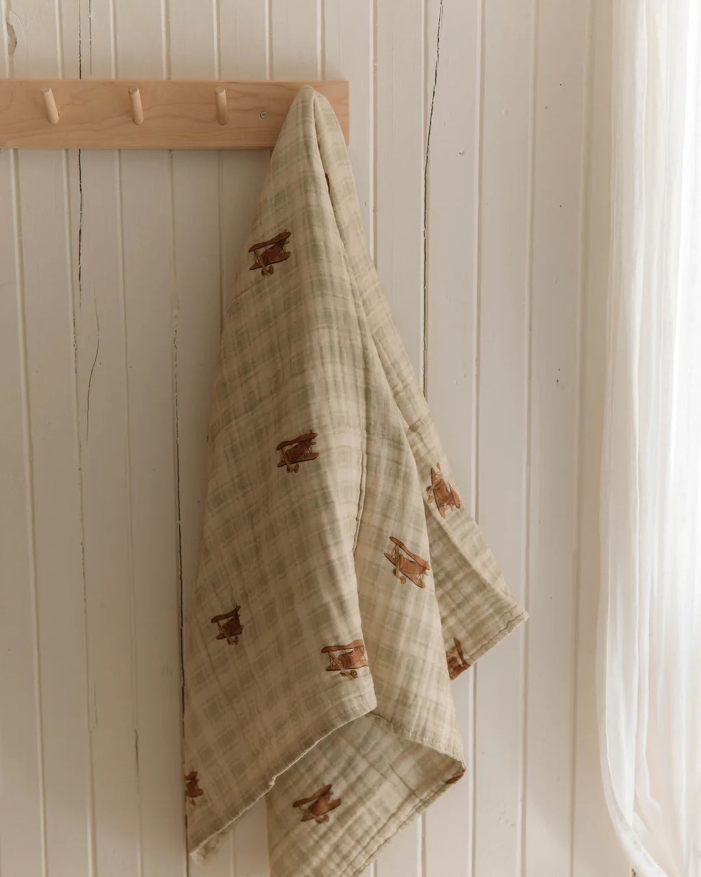 Solange Pilote Vintage Airplane 6 Layer Gauze Blanket