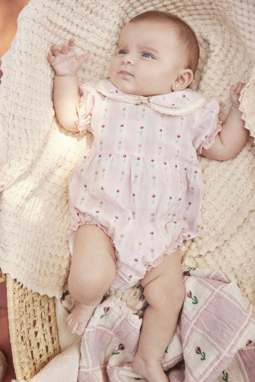 Bebe Organic Tulip Checks Bella Romper