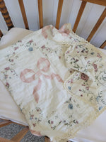 Ellie + Layne Bows and Floral Patchwork Quilted Gauze Blanket