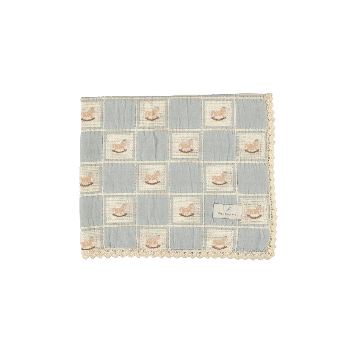 Bebe Organic Rocking Horse Blue Baby Blanket - PRE ORDER