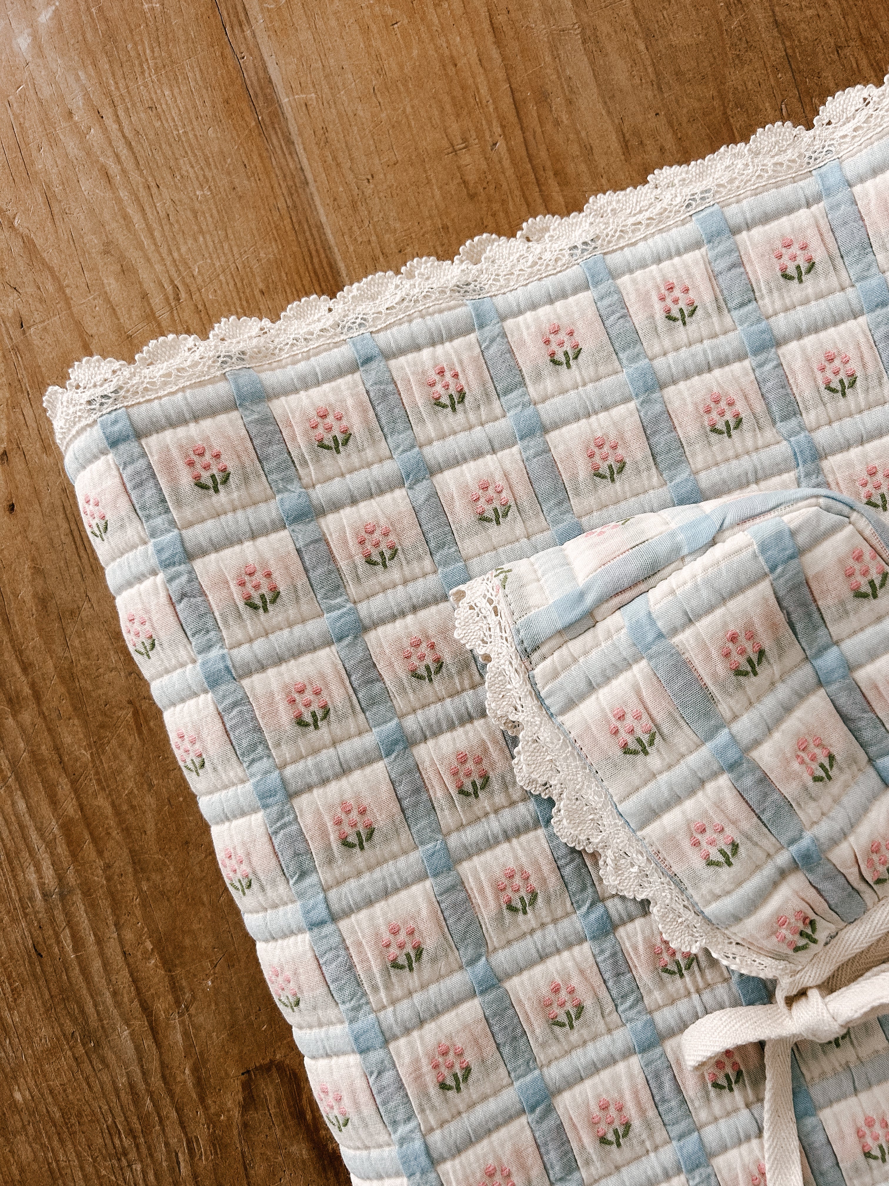 Bebe Organic Zora Padded Floral Baby Blanket