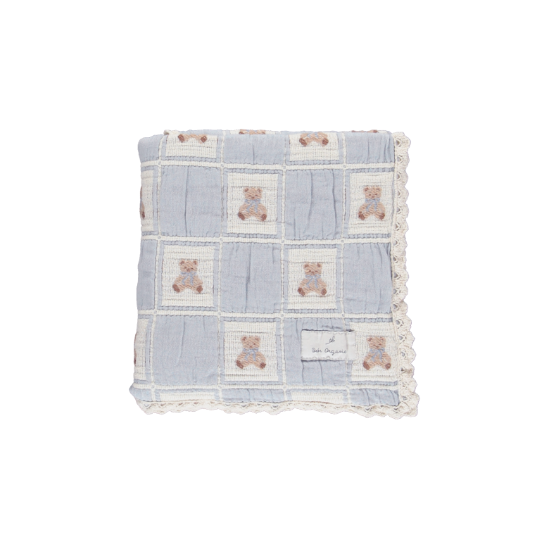 Bebe Organic Teddy Bear Blue Baby Blanket