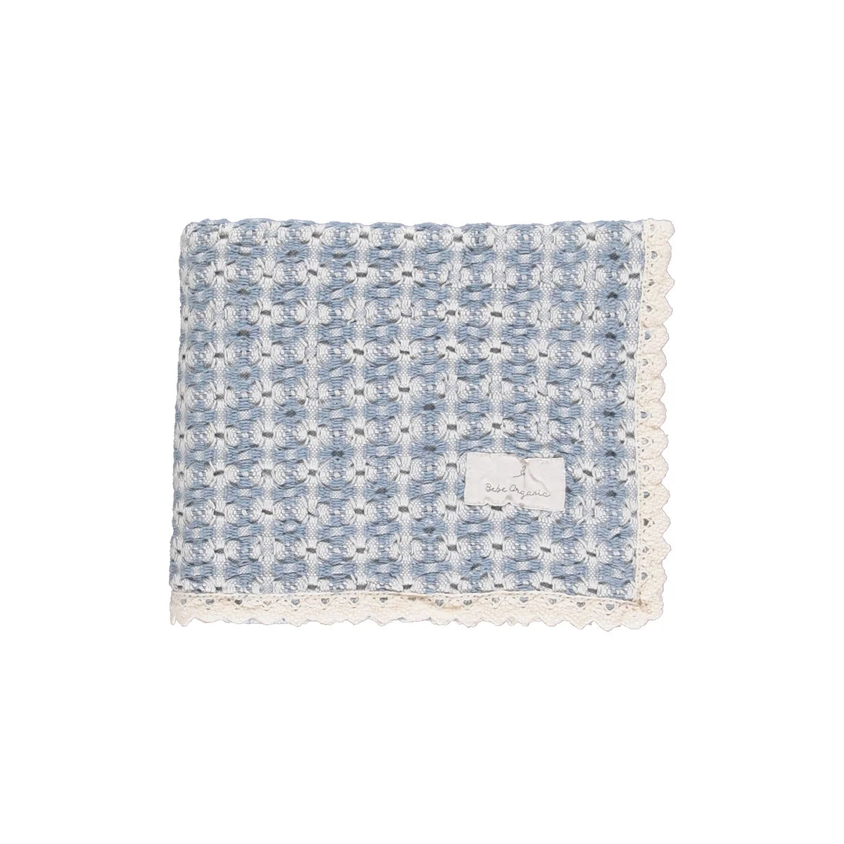 Bebe Organic Crochet Baby Blanket Blue Retro