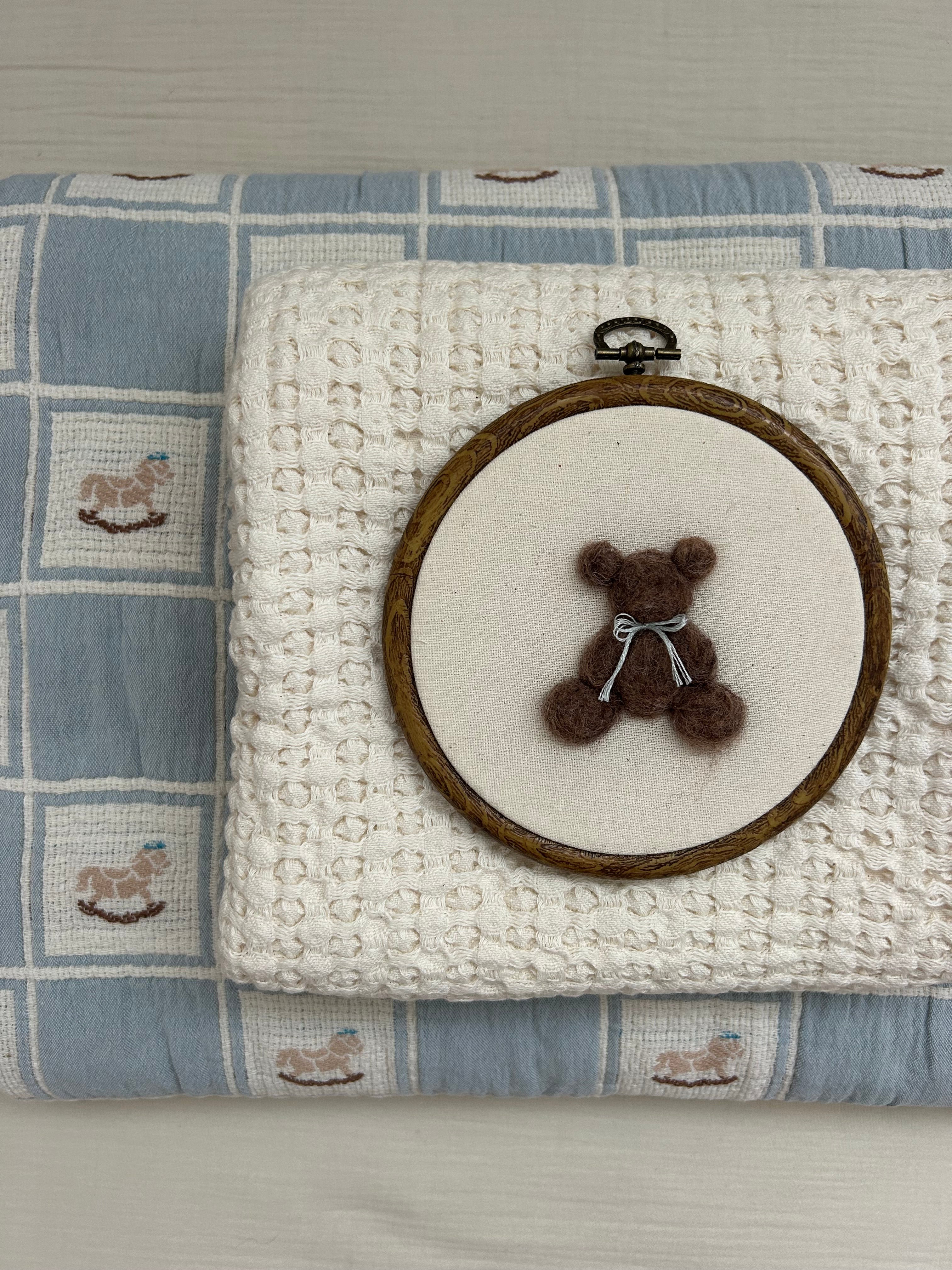 Bebe Organic Blue Rocking Horse / Milk Bedding Set