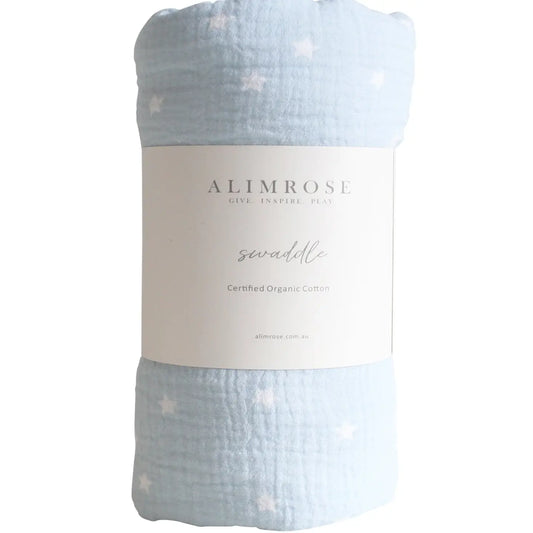 Alimrose Muslin Swaddle in Starry Night Baby Blue